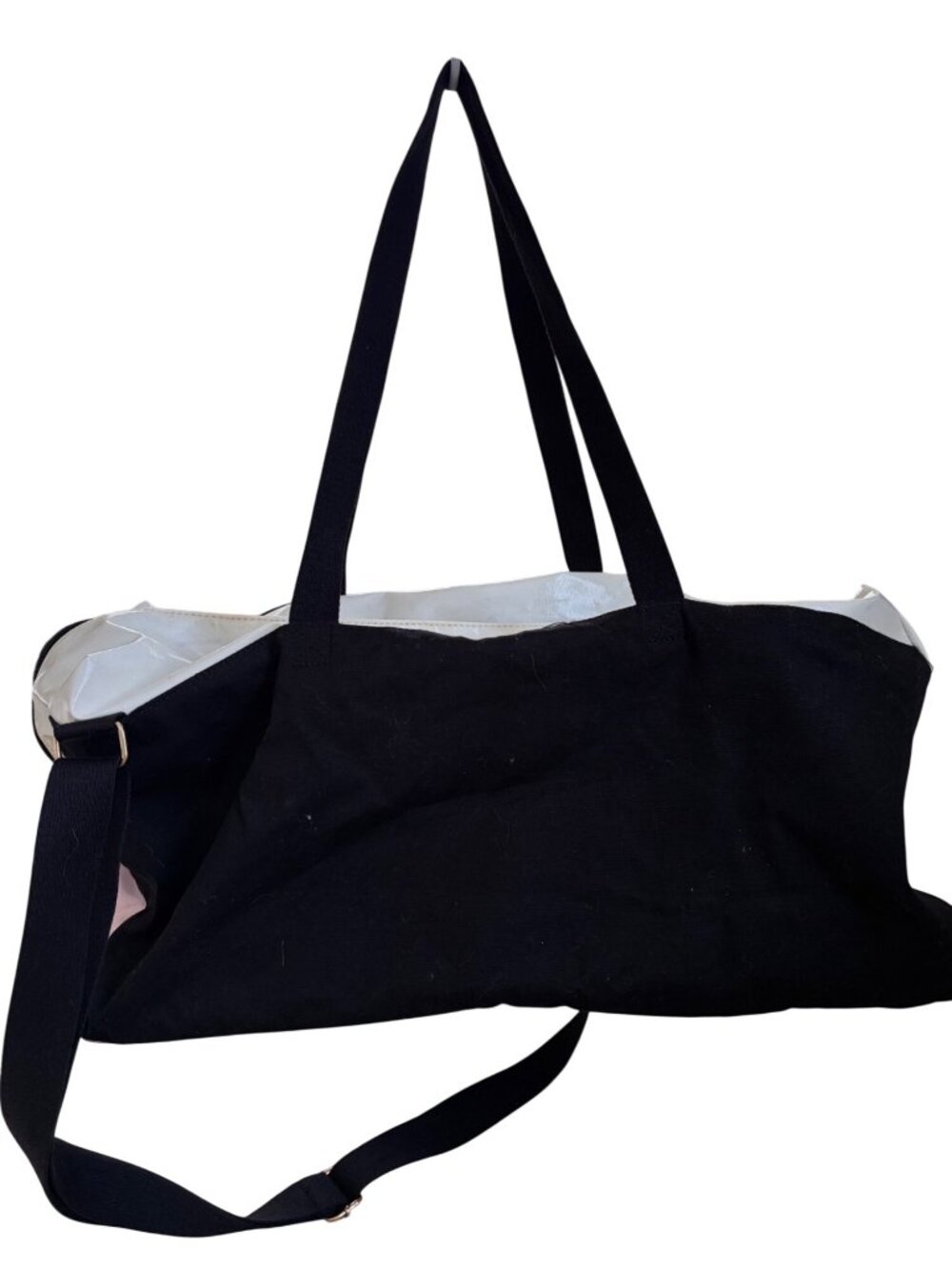 Victorias Secret Black & White Canvas Tote/Shoulder Bag With Adjustable Strap - Picture 2 of 16